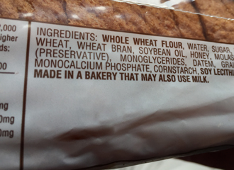 ingredient list for whole wheat bread