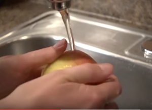 Cleaning an apple