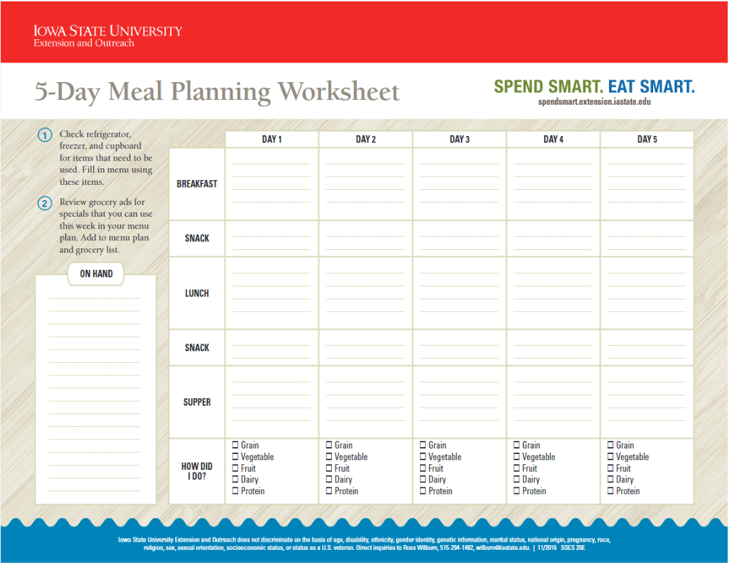 Meal Planning Worksheet